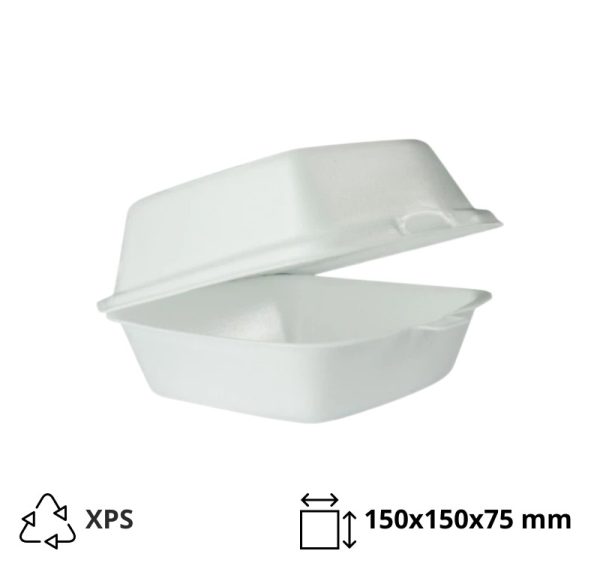 Burger ambalaža 150x150x75 mm XPS bijela 100 kom