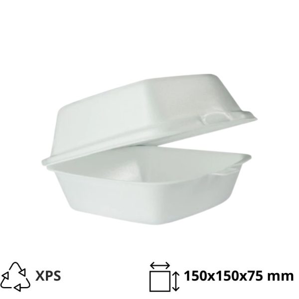Burger ambalaža 150x150x75 mm XPS bijela 100 kom