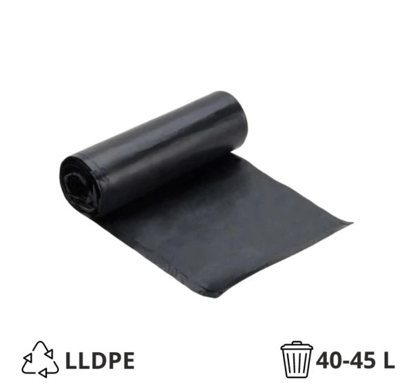 Vreća za smeće LLDPE/reciklat 40-45 l 50×70 cm 15 my crna 50 kom/rol