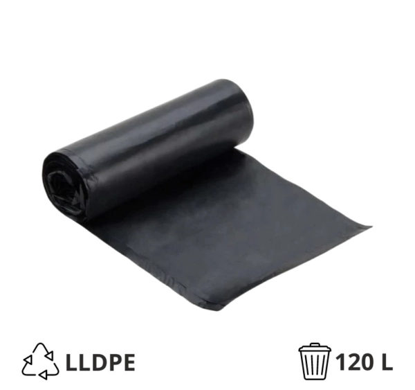 Vreća za smeće LLDPE/reciklat 120 l 70×105 cm 30 my crna 10 kom/rol