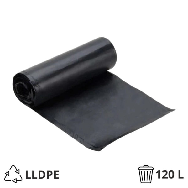 Vreća za smeće LLDPE/reciklat 120 l 70×110 cm 35 my crna 25 kom/rol