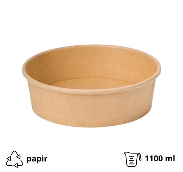 Papirnata posuda 1100 ml d=165 mm h=60 mm kraft bez poklopca 50 kom