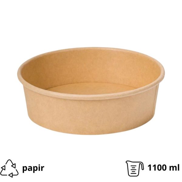Papirnata posuda 1100 ml d=165 mm h=60 mm kraft bez poklopca 50 kom