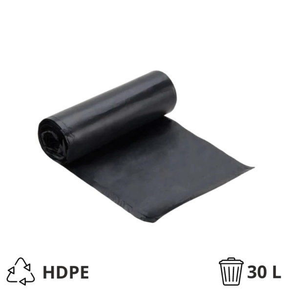 Vreća za smeće HDPE/virgin 30 l 50×60 cm 6 my crna 50 kom/rol