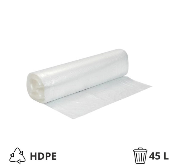 Vreća za smeće HDPE/virgin 45 l 60×70 cm 15 my prozirna 40 kom/rol
