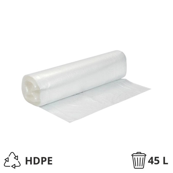 Vreća za smeće HDPE/virgin 45 l 60×70 cm 15 my prozirna 40 kom/rol