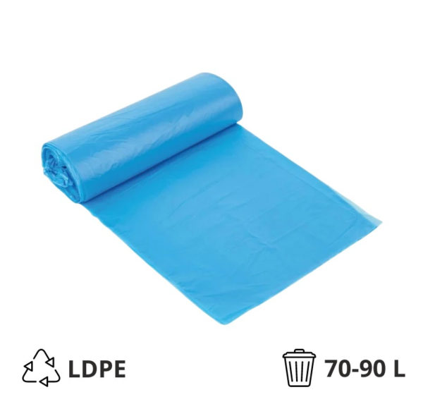 Vreća za smeće LDPE/reciklat 70-90 l 57,5×100 cm 32 my plava 25 kom/rol