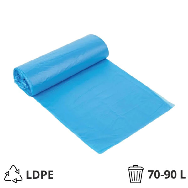 Vreća za smeće LDPE/reciklat 70-90 l 57,5×100 cm 32 my plava 25 kom/rol