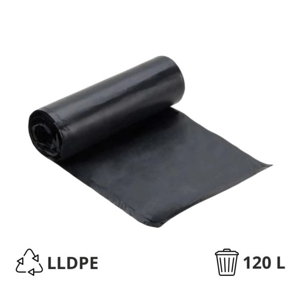 Vreća za smeće LLDPE/reciklat 120 l 70×110 cm 20 my crna 20 kom/rol