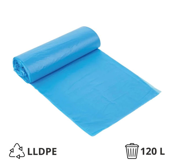 Vreća za smeće LLDPE/reciklat 120 l 70×110 cm 34 my plava 25 kom/rol