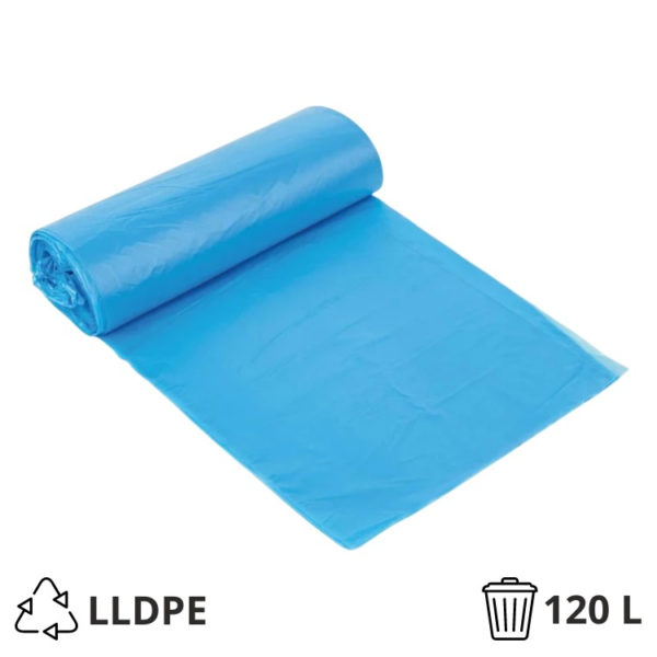 Vreća za smeće LLDPE/reciklat 120 l 70×110 cm 34 my plava 25 kom/rol