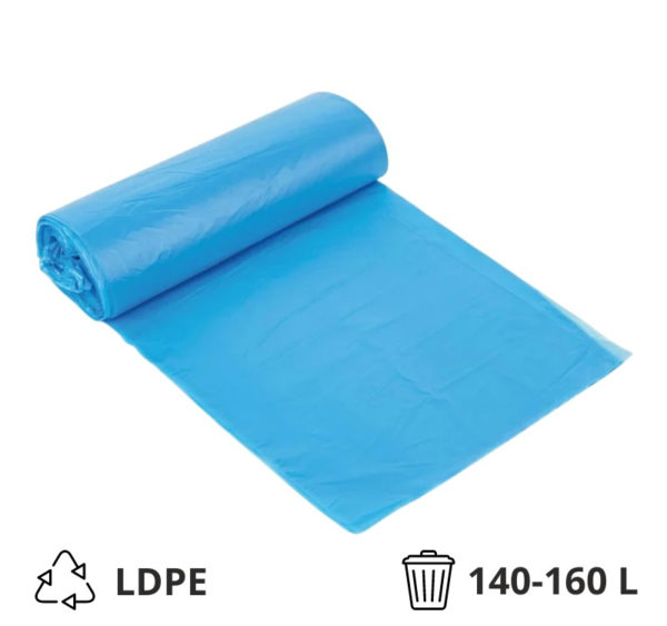 Vreća za smeće LDPE/reciklat 140-160 l 90×110 cm 38 my plava 25 kom/rol