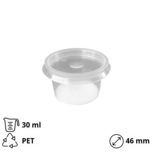 Posuda PP 30 ml d=46 mm prozirna, sa poklopcem (komlpet)