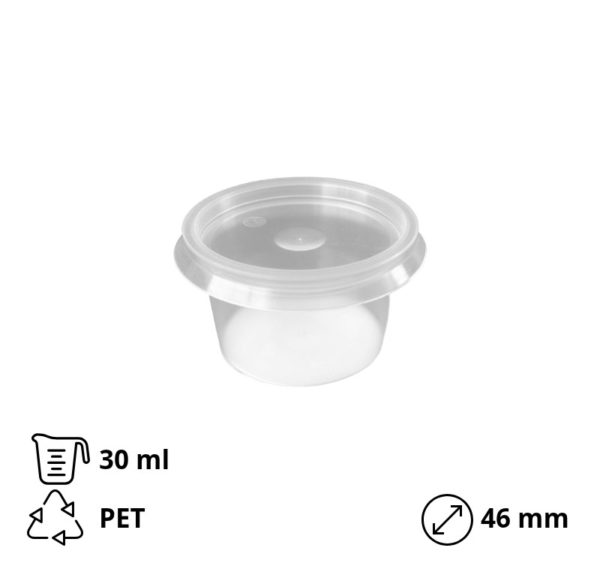Posuda PP 30 ml d=46 mm prozirna, sa poklopcem (komlpet)