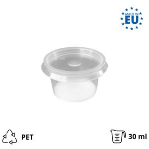 Posuda PP 30 ml d=46 mm prozirna, sa poklopcem, 50 kom (komlpet)