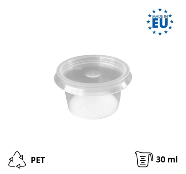 Posuda PP 30 ml d=46 mm prozirna, sa poklopcem, 50 kom (komlpet)