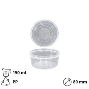 Posuda PP 150 ml d=89 mm prozirna, za poklopcem (komplet)