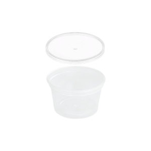 Posuda PP 250 ml d=90 mm prozirna, sa poklopcem, 50 kom (komplet)