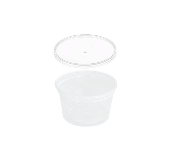 Posuda PP 250 ml d=90 mm prozirna, sa poklopcem, 50 kom (komplet)