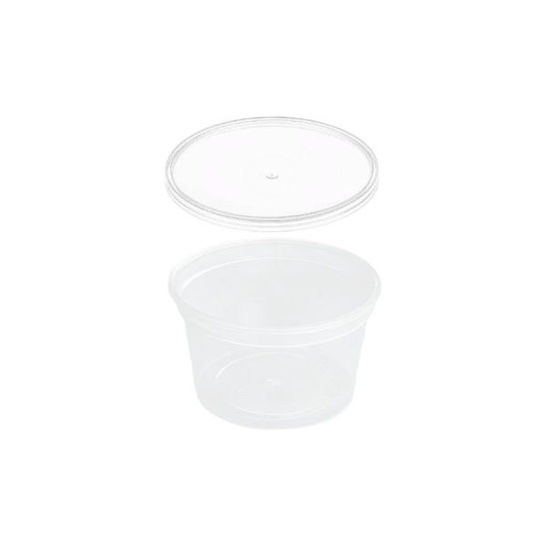 Posuda PP 250 ml d=90 mm prozirna, sa poklopcem, 50 kom (komplet)