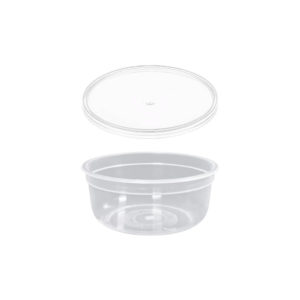Posuda PP 300 ml d=90 mm prozirna, sa poklopcem, 150 kom (komplet)