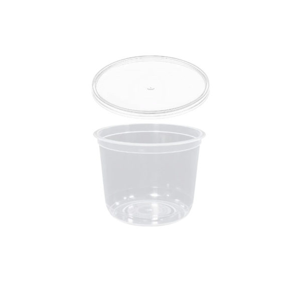 Posuda PP 500 ml d=108 mm prozirna, sa poklopcem (komplet)