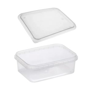 Posuda PP 900 ml 195×127 mm prozirna, sa poklopcem (komplet)