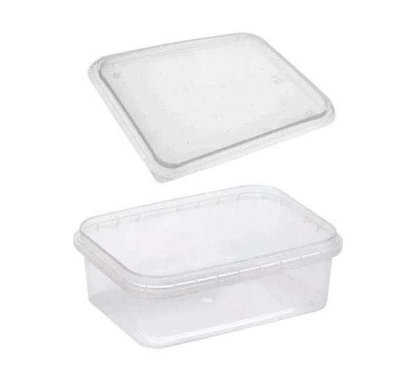 Posuda PP 900 ml 195×127 mm prozirna, sa poklopcem (komplet)