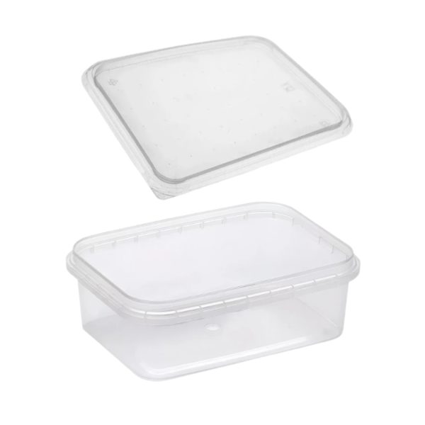 Posuda PP 900 ml 195×127 mm prozirna, sa poklopcem (komplet)