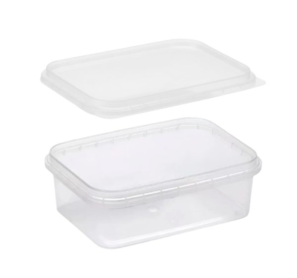 Posuda PP 900 ml 195×127 mm prozirna, sa poklopcem (komplet)