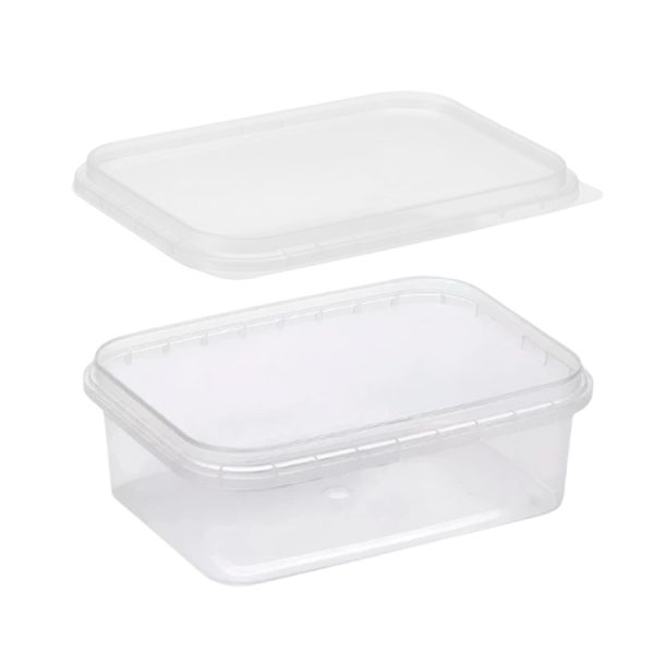 Posuda PP 900 ml 195×127 mm prozirna, sa poklopcem (komplet)