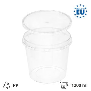 Posuda PP 1200 ml prozirna, za poklopcem, 30 kom (komplet)