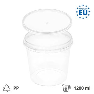 Posuda PP 1200 ml prozirna, za poklopcem, 30 kom (komplet)