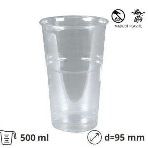 Čaša rPet 500 ml prozirna tvrde d=95 mm [50 kom/pak]