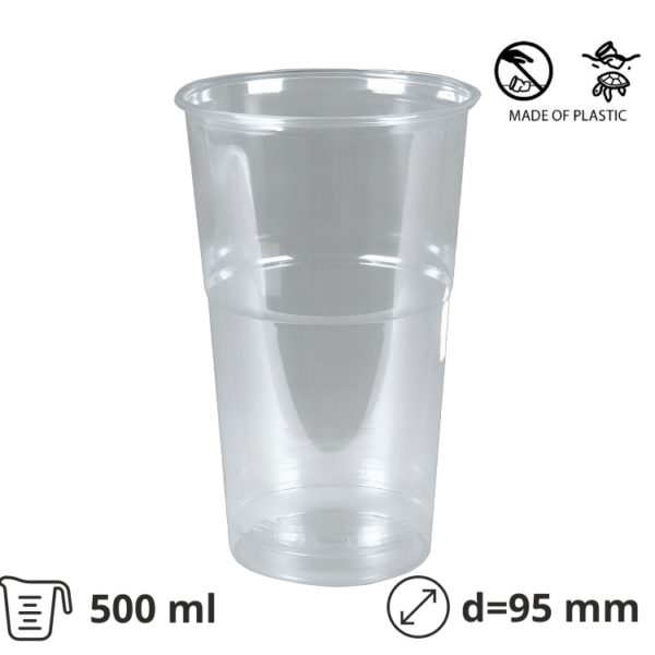 Čaša rPet 500 ml prozirna tvrde d=95 mm 50 kom