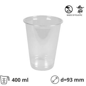 Čaša rPet 400 ml prozirna tvrde d=93 mm [50 kom/pak]