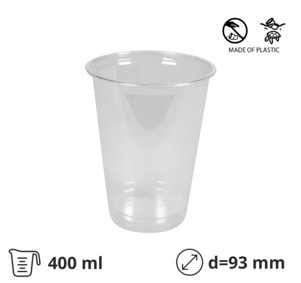 Čaša rPet 400 ml prozirna tvrde d=93 mm [50 kom/pak]