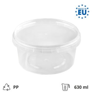 Posuda PP 630 ml prozirna, sa poklopcem (komplet)