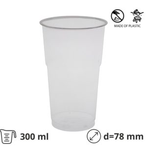 Čaša rPet 300 ml prozirna tvrde d=78 mm