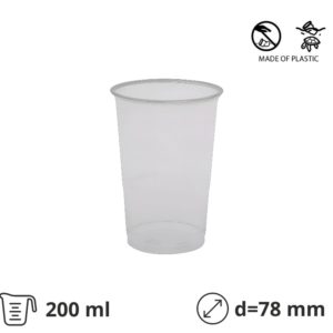 Čaša rPet 200 ml prozirna tvrde d=78 mm 50 kom