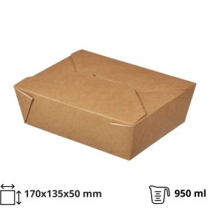 Papirnata posuda Fold Box 950 ml 170x135x50 mm, kraft [15 kom/pak]