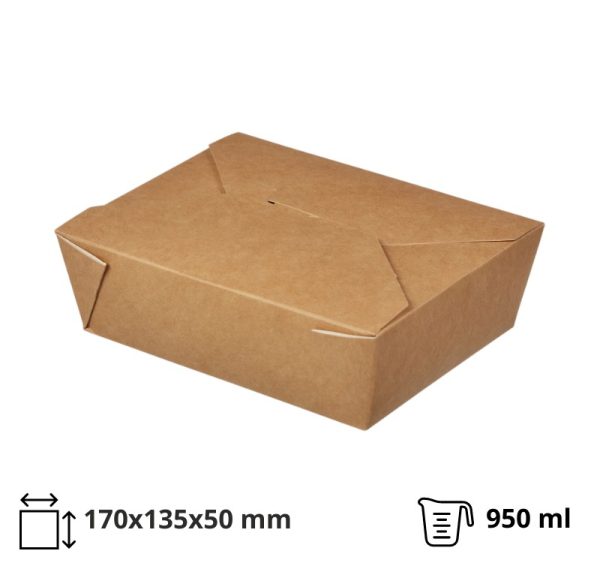 Papirnata posuda Fold Box 950 ml 170x135x50 mm, kraft [15 kom/pak]