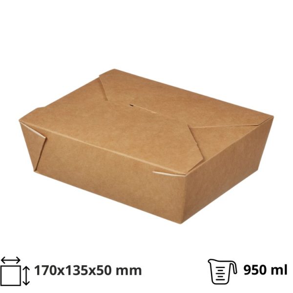 Papirnata posuda Fold Box 950 ml 170x135x50 mm, kraft [15 kom/pak]