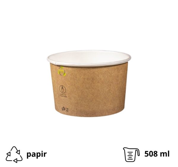 Papirnata posuda 508 ml d=115 mm kraft, bez poklopca [95 kom/pak]