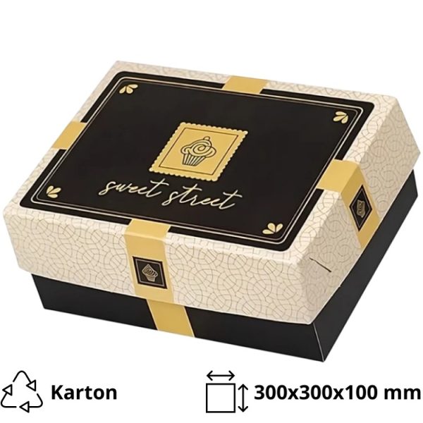 Kutija s poklopcem za desert 30x30x10 cm Sweet Street [14 kom/pak]