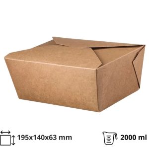 Papirnata posuda 2000 ml 195х140х63 mm kraft 50 kom