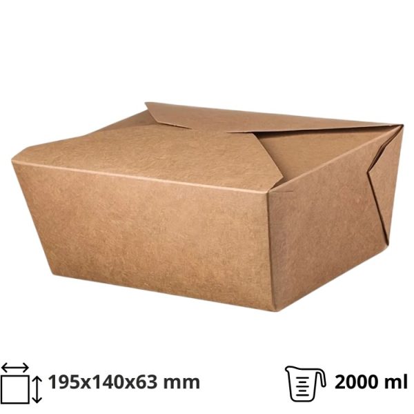 Papirnata posuda 2000 ml 195х140х63 mm kraft 50 kom