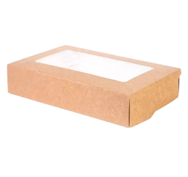 Papirnata posuda s prozorom ECO TABOX 1000 ml 200x120x40 mm kraft 25 kom