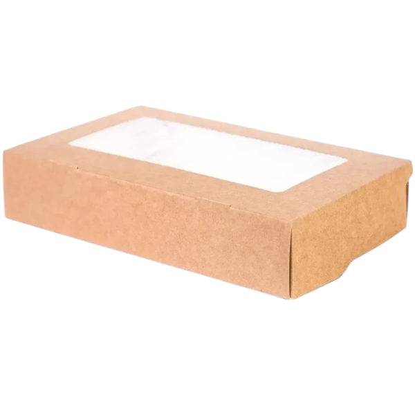 Papirnata posuda s prozorom ECO TABOX 1000 ml 200x120x40 mm kraft 25 kom