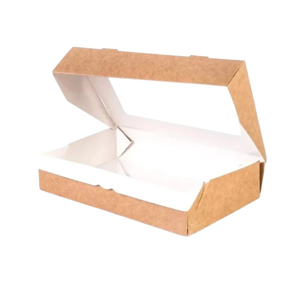 Papirnata posuda s prozorom ECO TABOX 1000 ml 200x120x40 mm kraft 25 kom